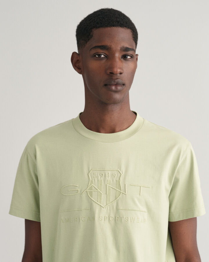 Gant Men Green Solid Round Neck Short Sleeves T-Shirt