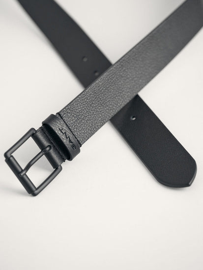 Gant Men Black Solid Tang Buckle Leather Belt