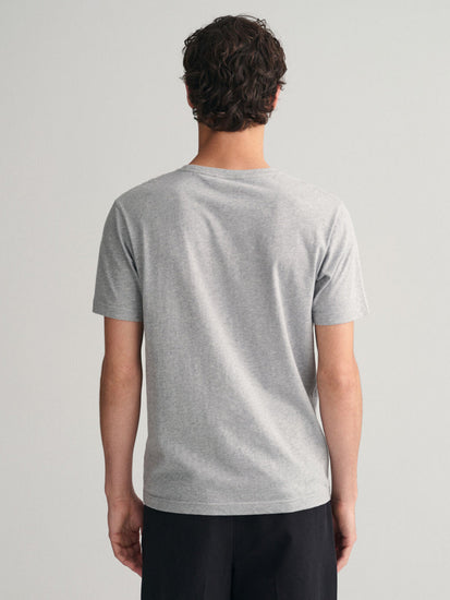 Gant Men Grey Solid Round Neck Short Sleeves T-shirt