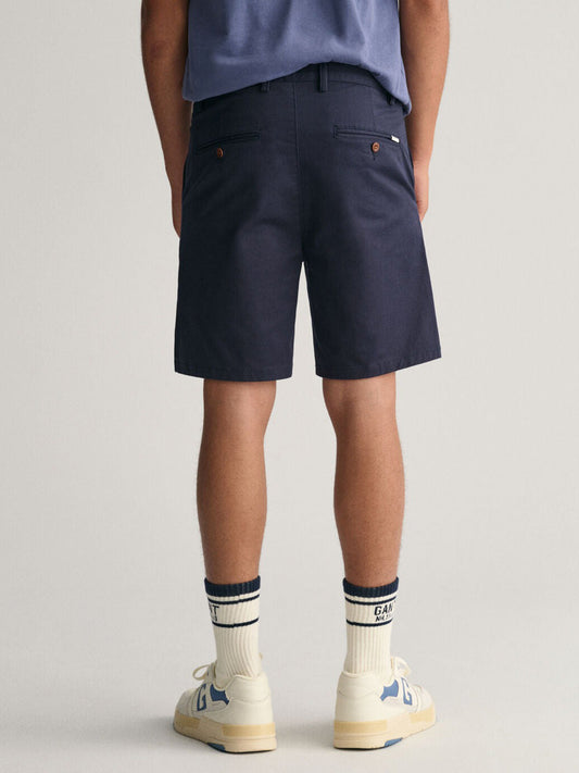 Gant Boys Navy Blue Solid Mid-rise Regular Fit Chino Shorts