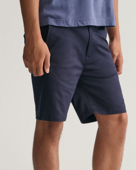 Gant Boys Navy Blue Solid Mid-rise Regular Fit Chino Shorts