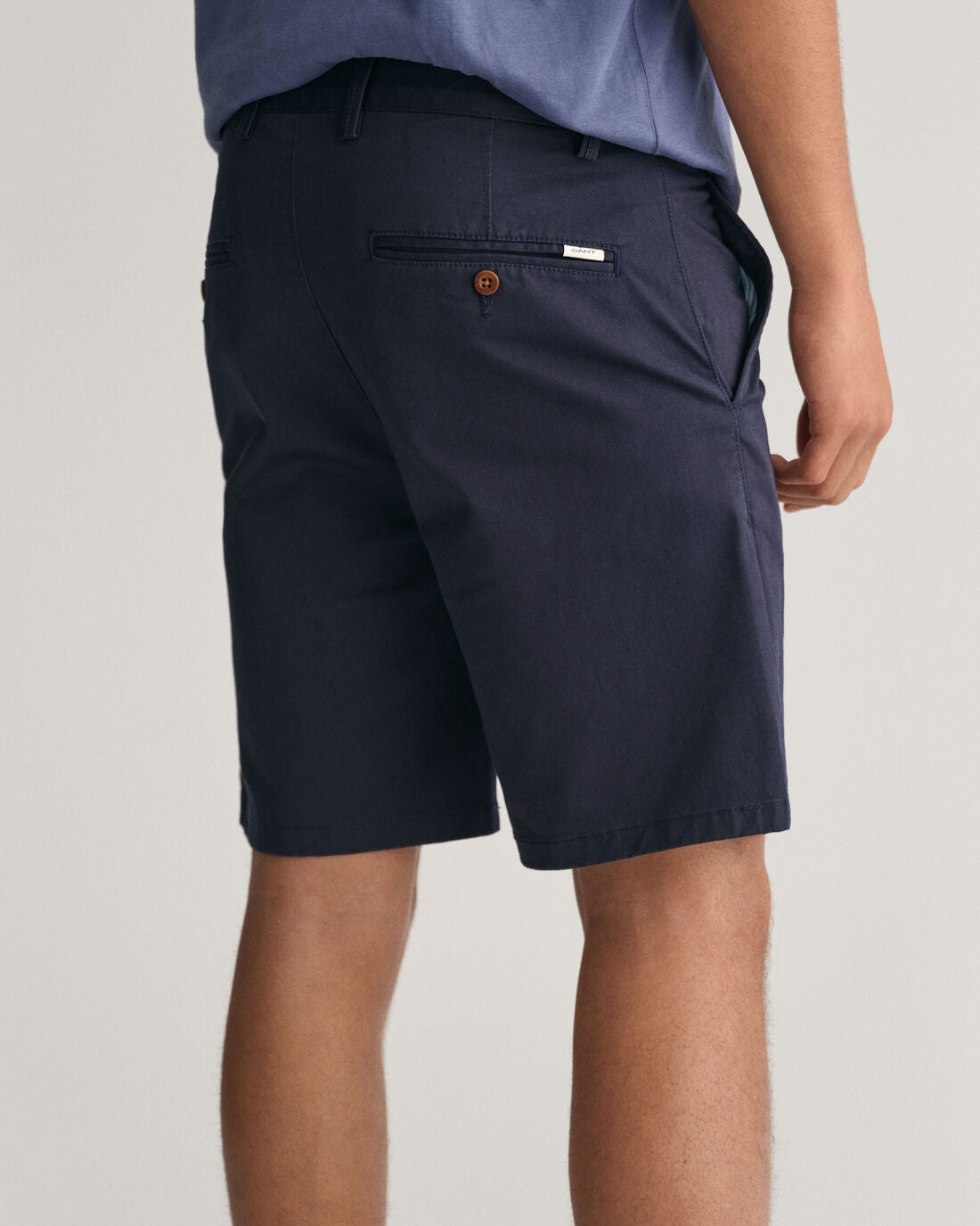 Gant Boys Navy Blue Solid Mid-rise Regular Fit Chino Shorts