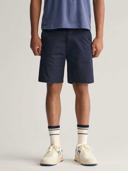 Gant Boys Navy Blue Solid Mid-rise Regular Fit Chino Shorts