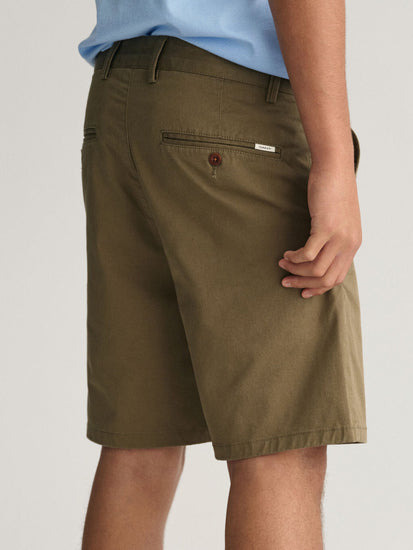 Gant Boys Olive Solid Mid-rise Regular Fit Chino Shorts