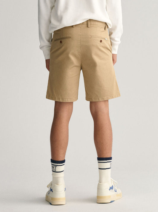 Gant Kids Beige Solid Mid-rise Regular Fit Chino Shorts