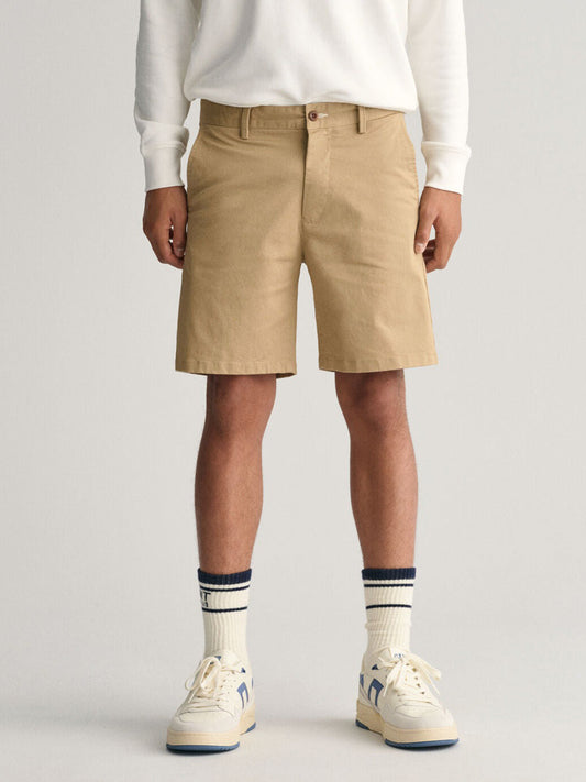 Gant Kids Beige Solid Mid-rise Regular Fit Chino Shorts