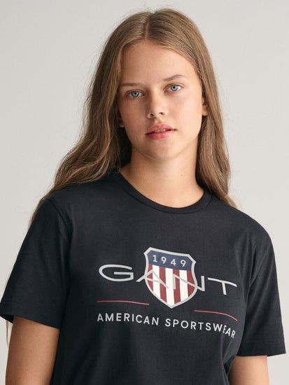 Gant Kids Black Fashion Regular Fit T-Shirt