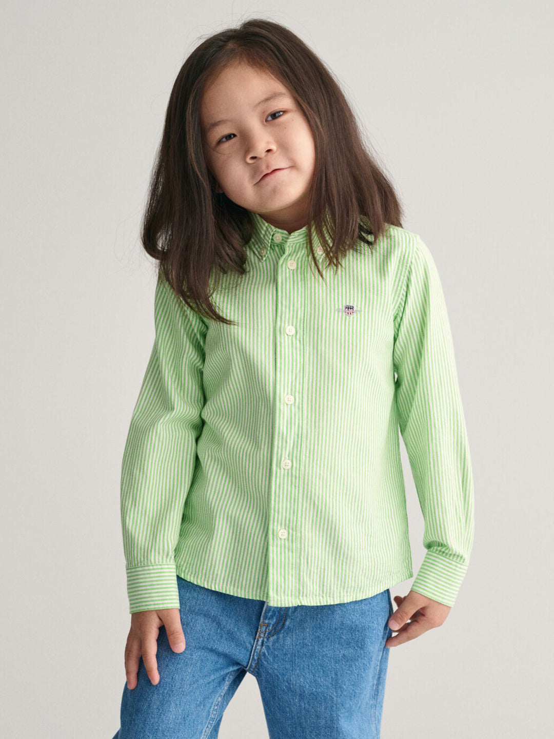 Gant Kids Green Fashion Striped Regular Fit Shirt