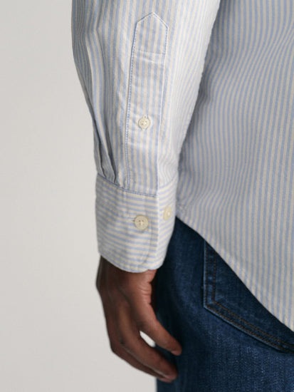 Gant Men Blue Striped Button-down Collar Long Sleeves Shirt