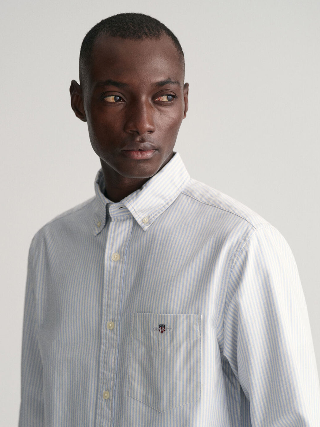 Gant Men Blue Striped Button-down Collar Long Sleeves Shirt