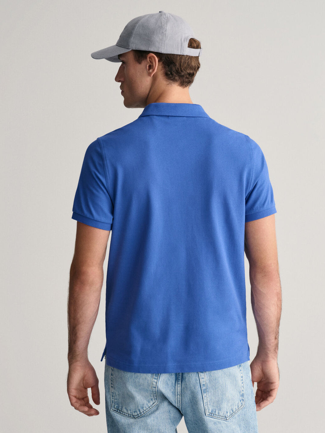 Gant Men Blue Solid Polo Collar Short Sleeves T-shirt