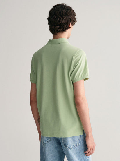 Gant Men Green Solid Polo Collar Short Sleeves T-shirt