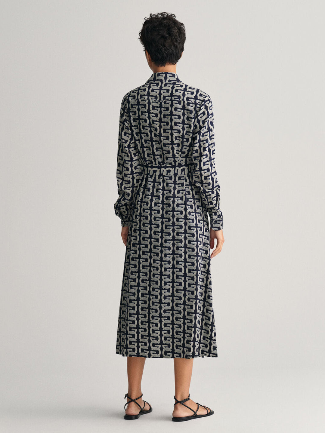 Gant Women Navy Blue Printed Shirt Collar Full Sleeves Dress