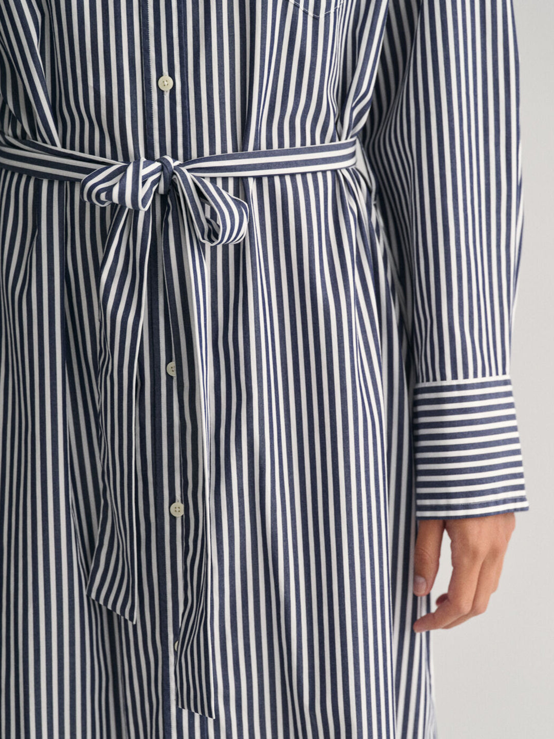 Gant Women Blue Striped Shirt Collar Full Sleeves Dress