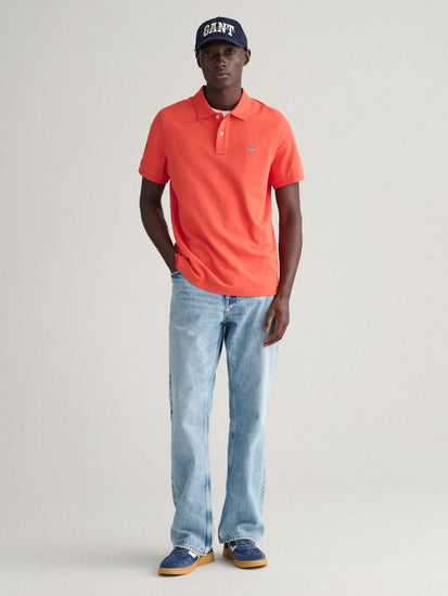 Gant Men Orange Slim-fit Polo Collar Short Sleeves TShirt