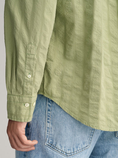 Gant Men Green Striped Button Down Collar Full Sleeves Shirt