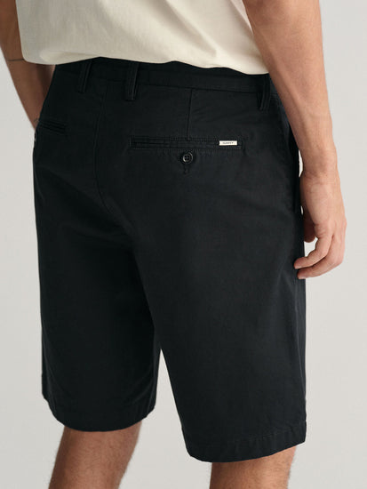 Gant Men Black Solid Slim Fit Mid-Rise Shorts