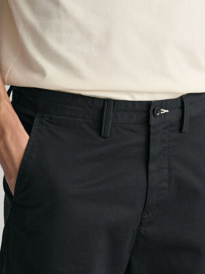 Gant Men Black Solid Slim Fit Mid-Rise Shorts