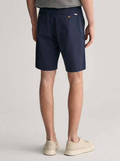 Gant Men Blue Solid Slim Fit Mid-Rise Shorts