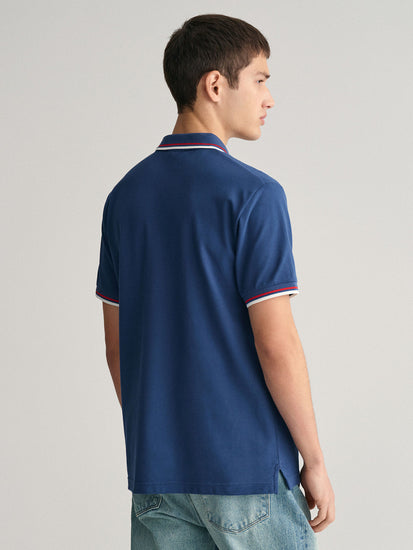 Gant Men Blue Solid Polo Collar Short Sleeves T-Shirt